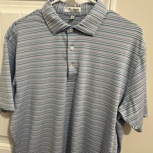Peter Millar Men's Polo with Blue and White Stripes